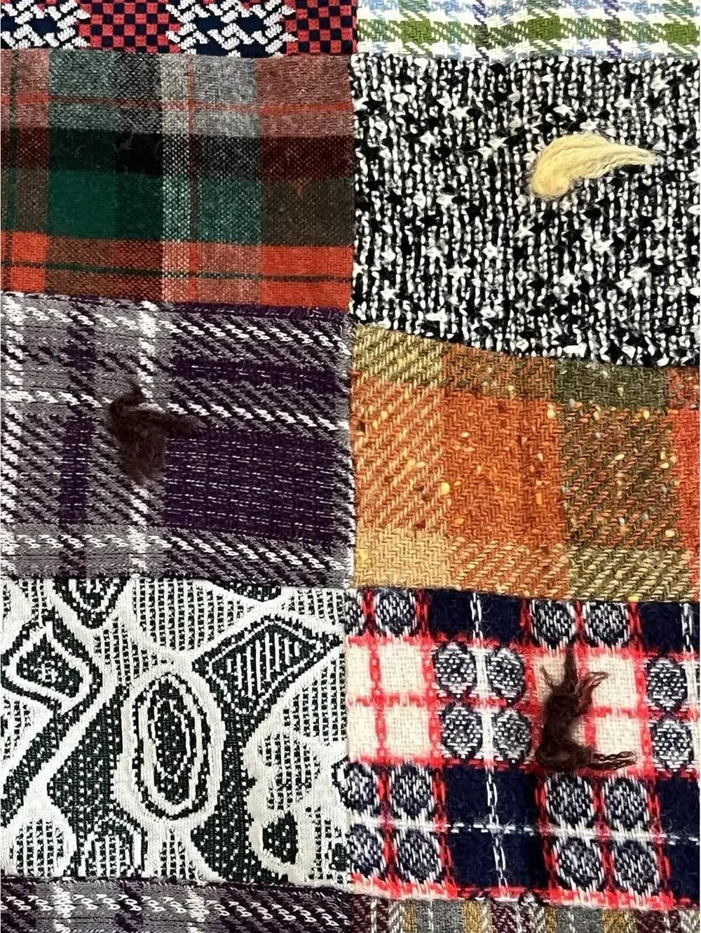 Vintage Handmade Patchwork‎ Quilt Blanket Wool Fabric Throw Cottagecore